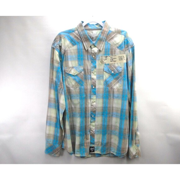 Wrangler Rock 47 Western Shirt Mens Size XXL Rodeo Snap Blue Cowboy Rancher - Picture 1 of 16